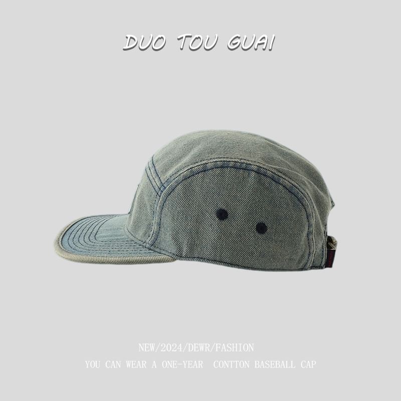 Denim Applique Washed Baseball Cap