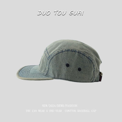 Denim Applique Washed Baseball Cap