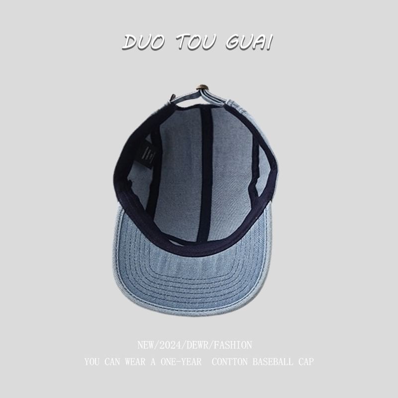 Denim Applique Washed Baseball Cap