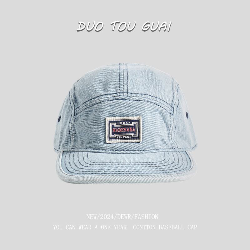 Denim Applique Washed Baseball Cap