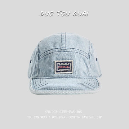 Denim Applique Washed Baseball Cap