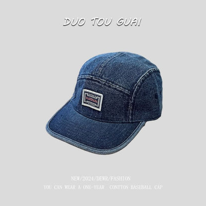 Denim Applique Washed Baseball Cap