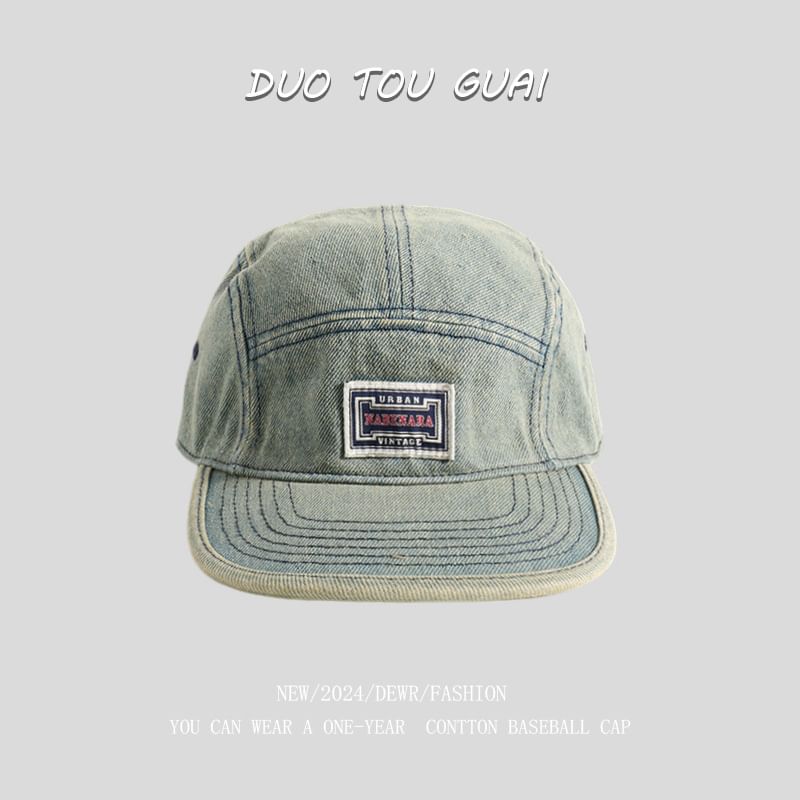 Denim Applique Washed Baseball Cap