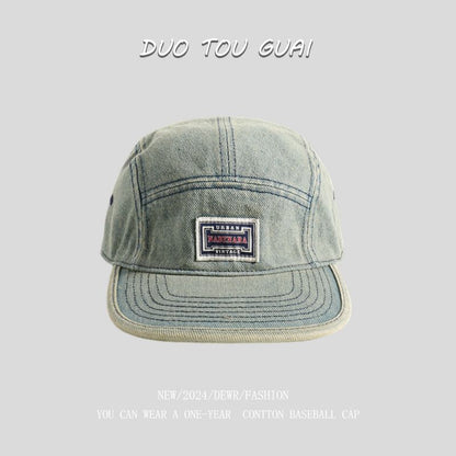 Denim Applique Washed Baseball Cap