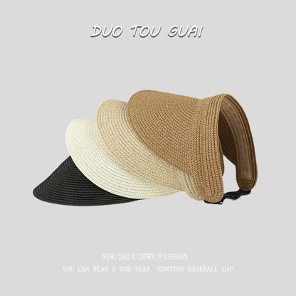 Straw Visor Sun Woven