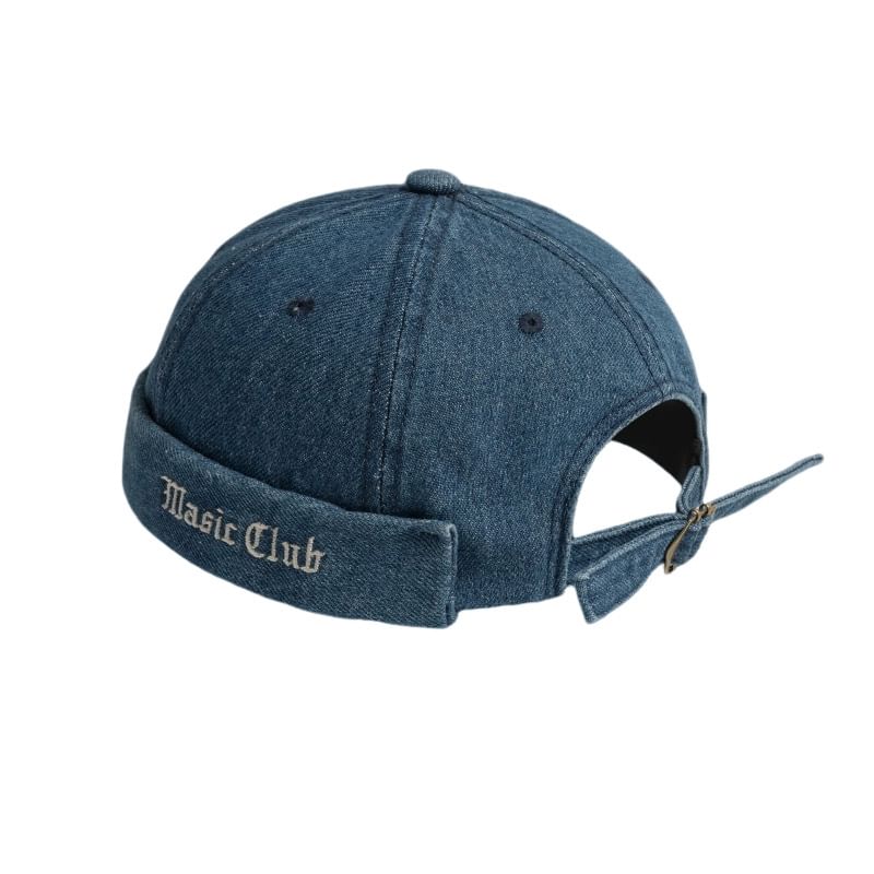 Washed Brimless Denim Embroidered Hat Lettering