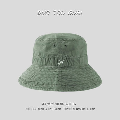 Plane Bucket Embroidered Hat