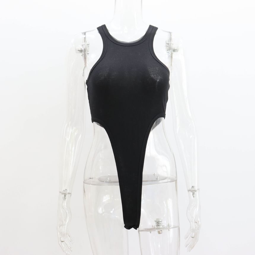 Top Neck Sleeveless Bodysuit Plain Crew