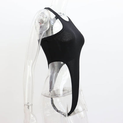 Top Neck Sleeveless Bodysuit Plain Crew