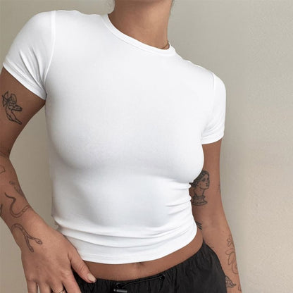 Plain T-Shirt Short-Sleeve Neck Round