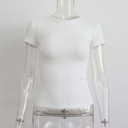 Plain T-Shirt Short-Sleeve Neck Round