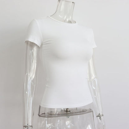 Plain T-Shirt Short-Sleeve Neck Round