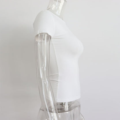 Plain T-Shirt Short-Sleeve Neck Round