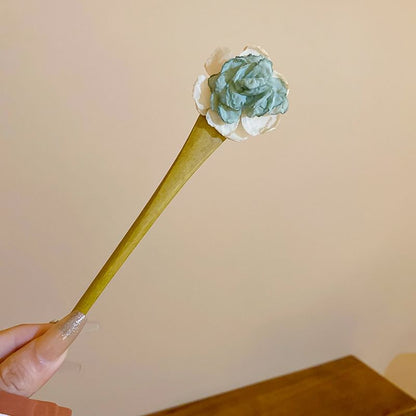 Floral Fabric Wooden Hair Stick