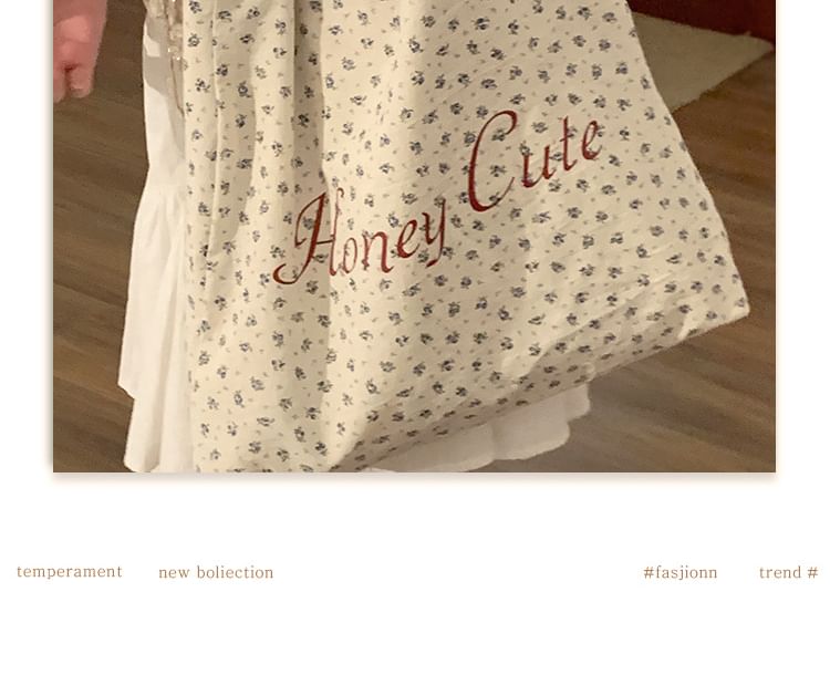 Floral Lettering Shopper Bag