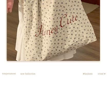 Floral Lettering Shopper Bag