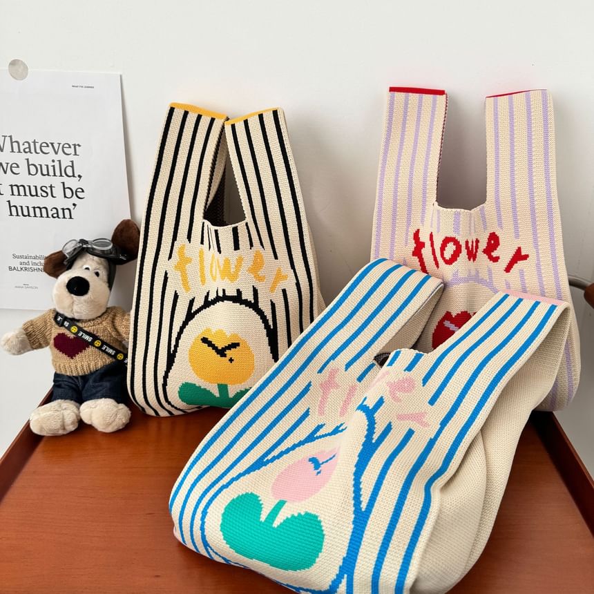 Flower Tote Bag Knit