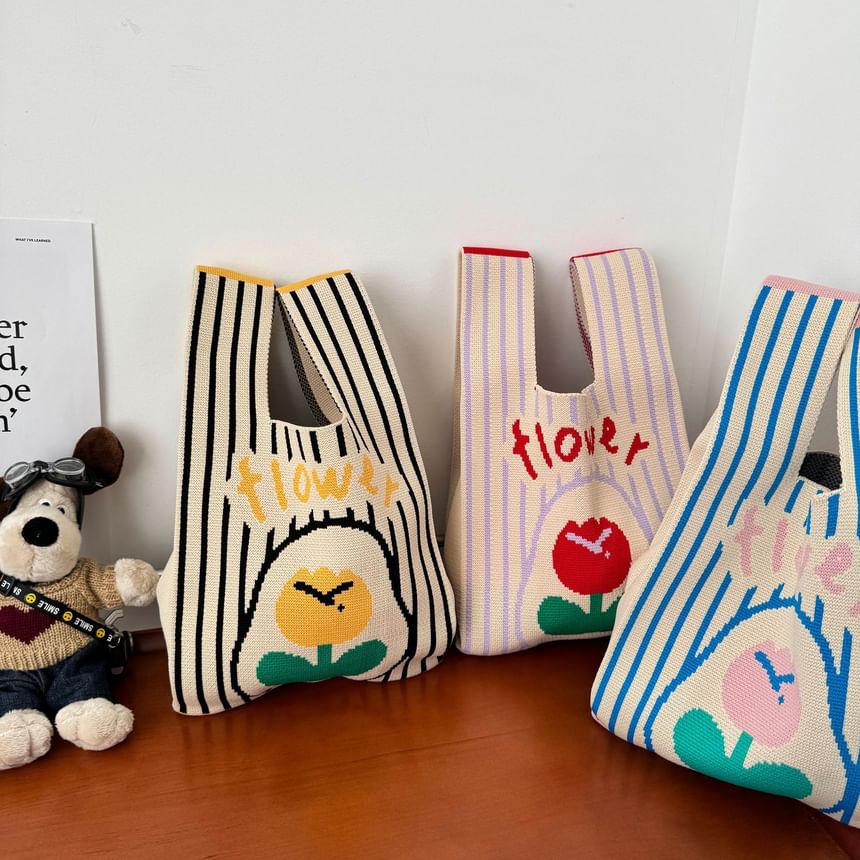 Flower Tote Bag Knit