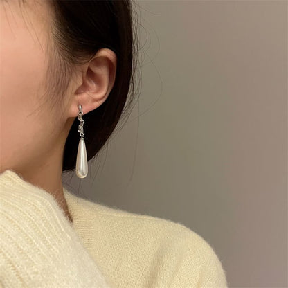 Faux Earring Dangle Pearl Alloy