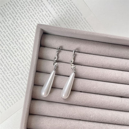 Faux Earring Dangle Pearl Alloy