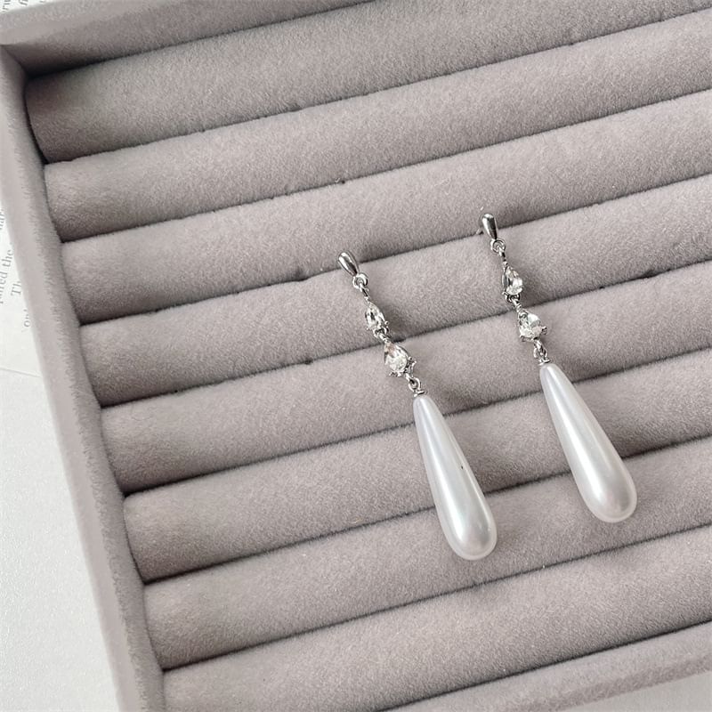 Faux Earring Dangle Pearl Alloy