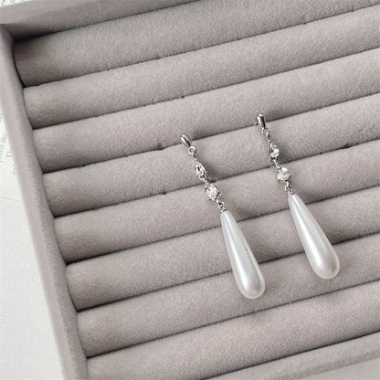 Faux Earring Dangle Pearl Alloy