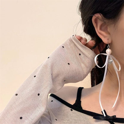 Ribbon Earring Pearl (Various / Drop Faux Designs)