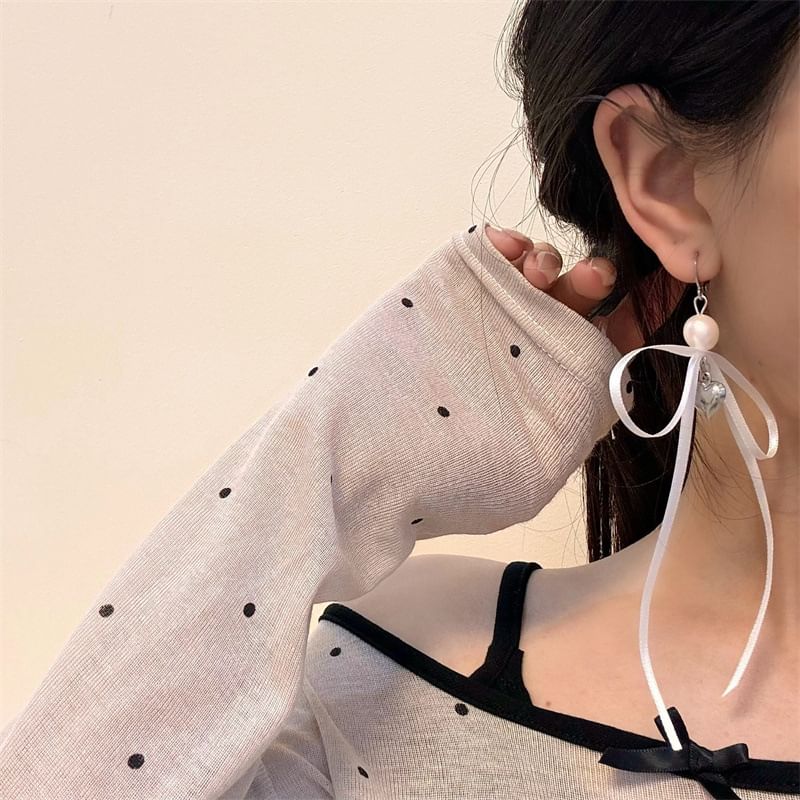 Pearl / Ribbon Designs) Faux Drop Earring (Various
