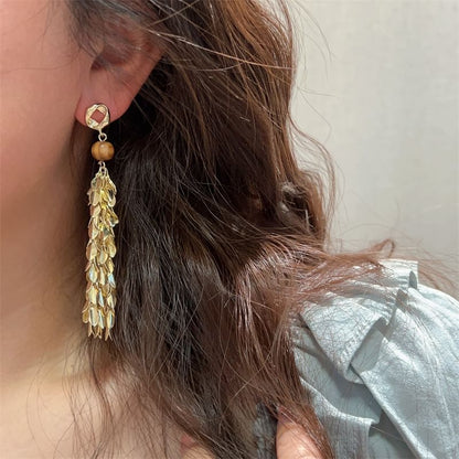 Earring Chandelier Alloy Wheat