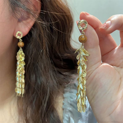 Earring Chandelier Alloy Wheat