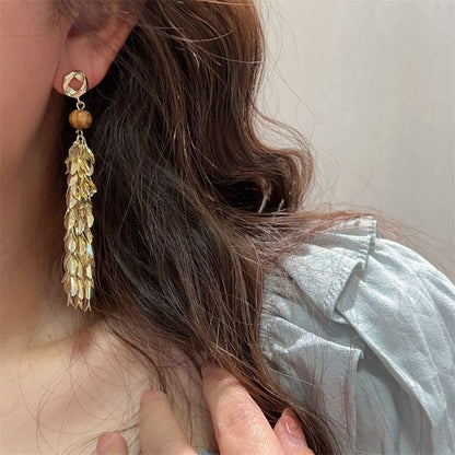 Earring Chandelier Alloy Wheat