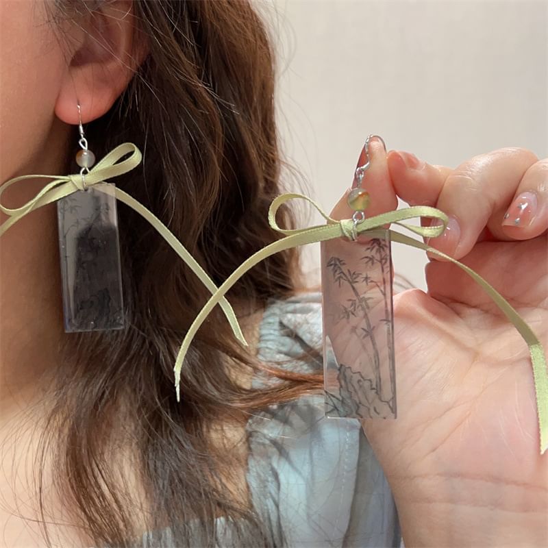 Bamboo Drop Acrylic Ribbon Earring