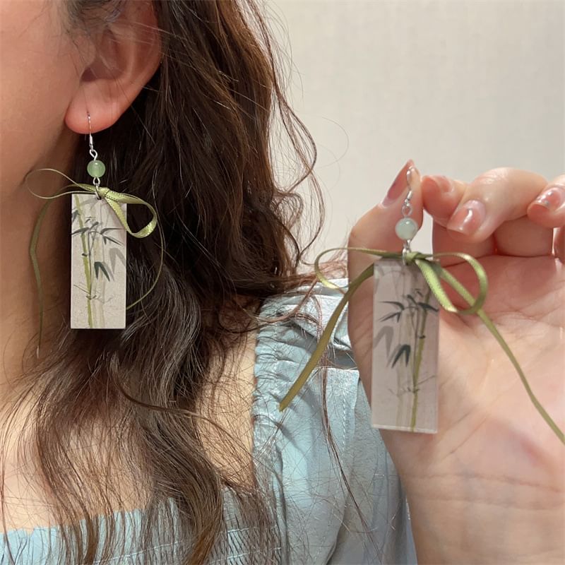 Bamboo Drop Acrylic Ribbon Earring