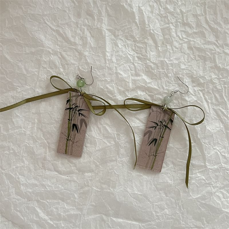 Bamboo Drop Acrylic Ribbon Earring