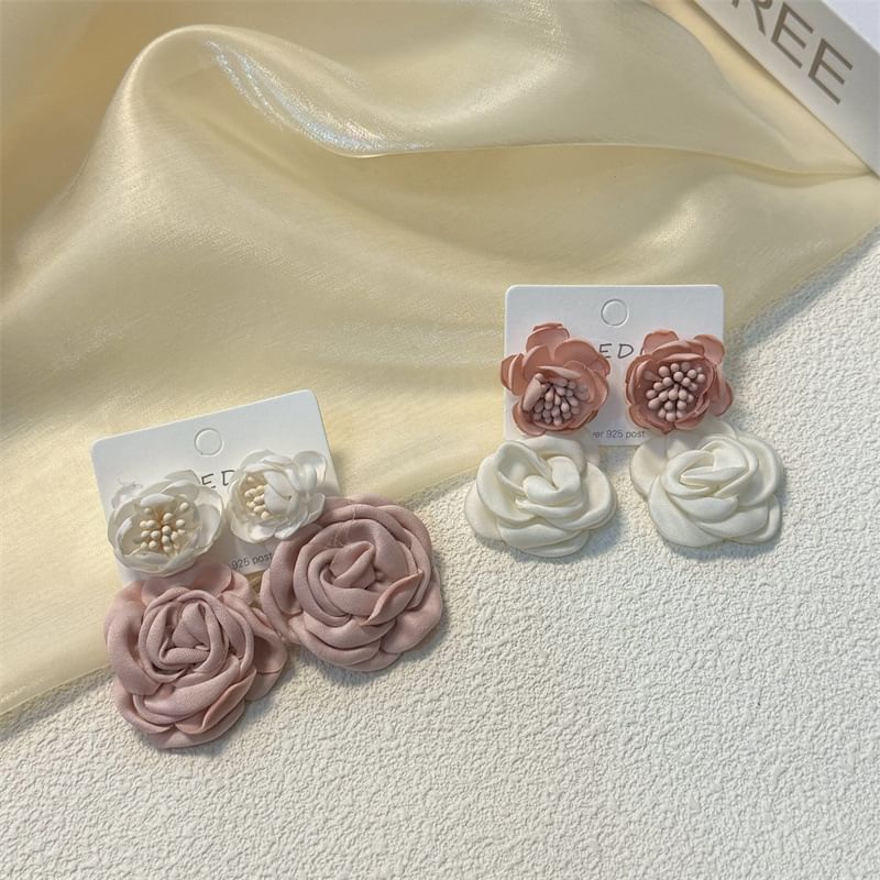 Fabric Floral Drop Earring