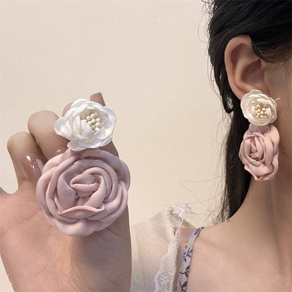 Fabric Floral Drop Earring