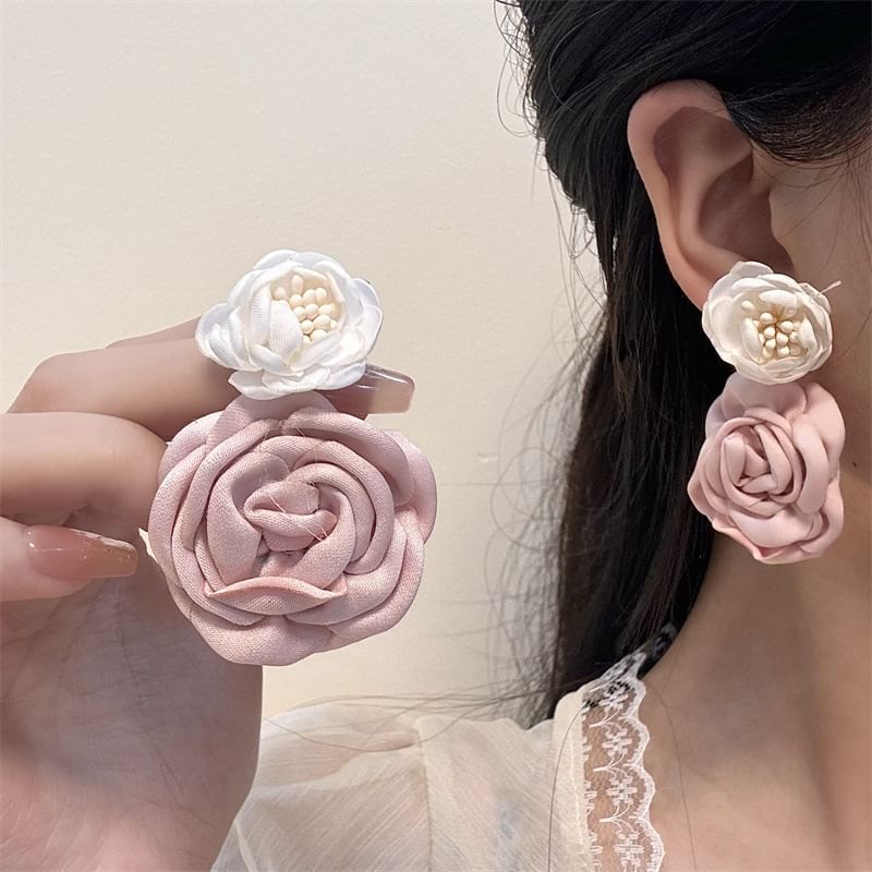 Fabric Floral Drop Earring