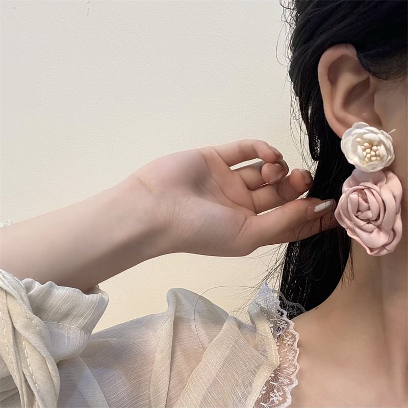 Fabric Floral Drop Earring