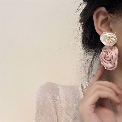 Fabric Floral Drop Earring