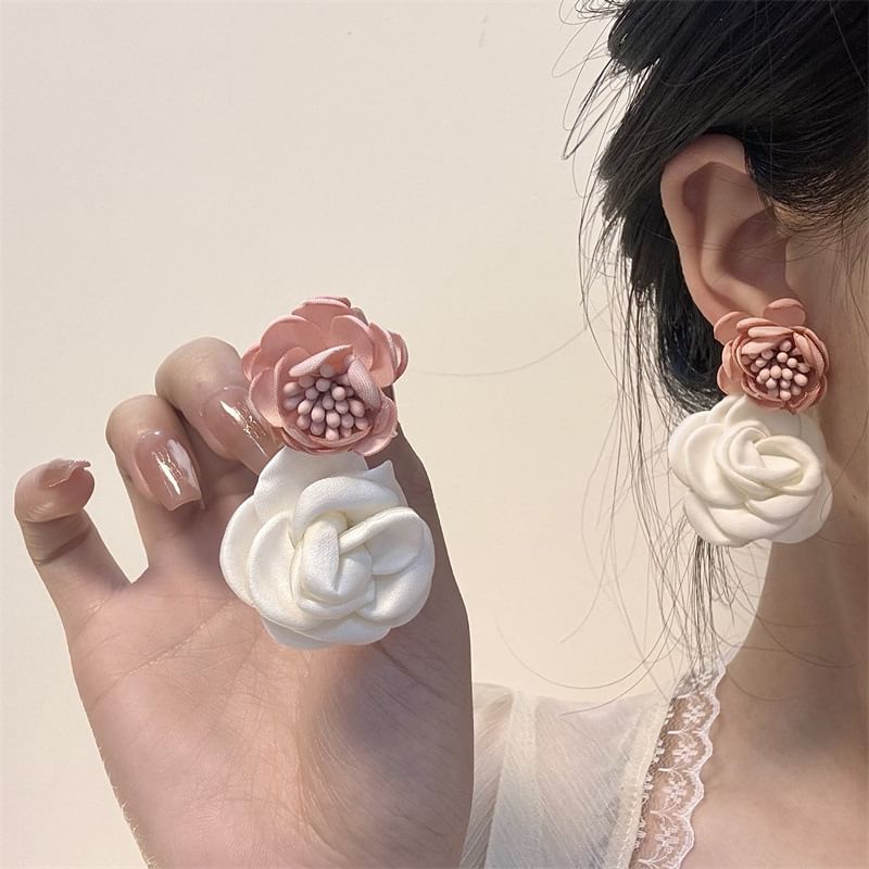 Fabric Floral Drop Earring