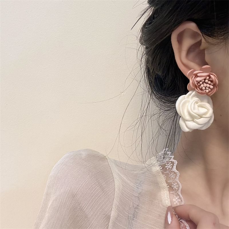 Fabric Floral Drop Earring