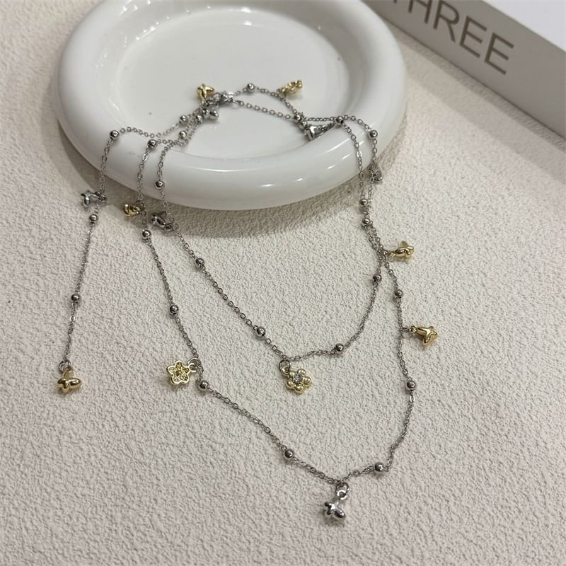 / Choker Heart Pendant Floral Alloy