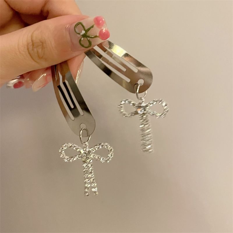 Bow Rhinestone Clip Hair Alloy