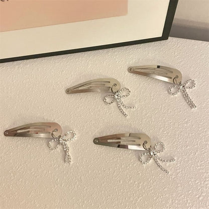 Bow Rhinestone Clip Hair Alloy