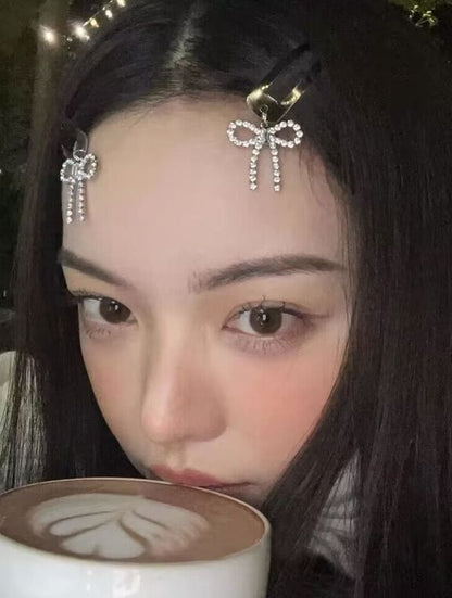 Bow Rhinestone Clip Hair Alloy