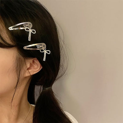 Bow Rhinestone Clip Hair Alloy