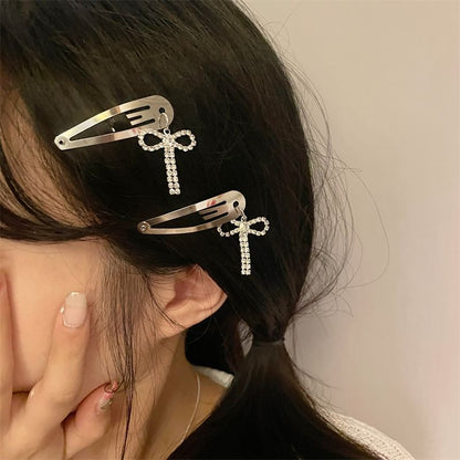 Bow Rhinestone Clip Hair Alloy
