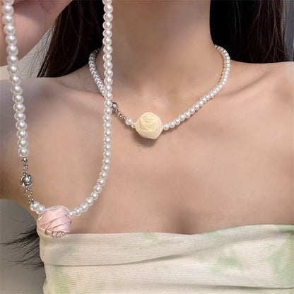 Floral Pearl Faux Necklace