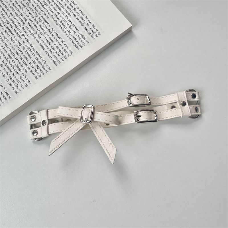 Faux Layered Bow Leather Choker