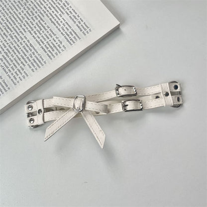 Faux Layered Bow Leather Choker